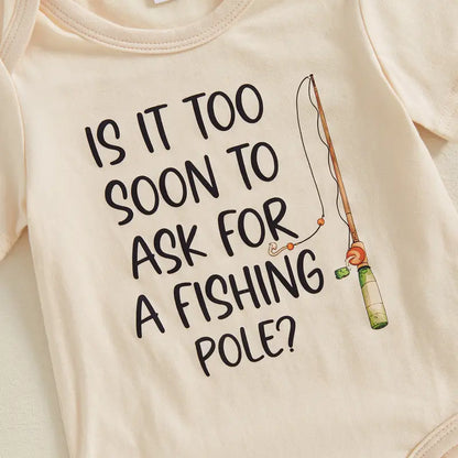 Canrulo Newborn Baby Boy Fishing Outfit Letter Short Sleeve Romper Fish Print Pants Hat 3Pcs Set Baby Fishing Summer Clothes